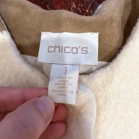 White wool and brown suede vest - Picture 3 of 8